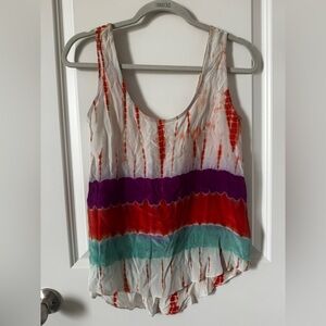 NWT Monique Leshman Purple Red Ruffled Asymmetrical Tank Top Size Medium